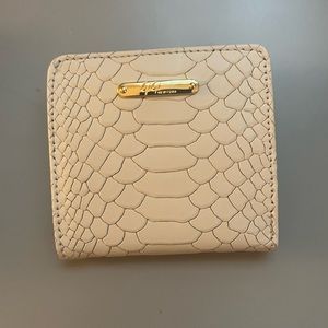 GiGi New York mini fold over wallet in almond embossed python leather
